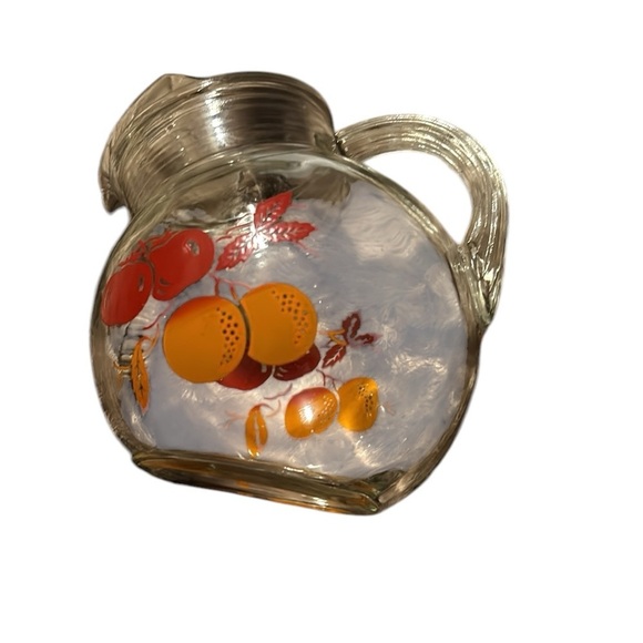 Anchor Hocking Vintage Glass Pitcher Fruit Tilted Ball Design Small Juice Orange - Picture 2 of 8